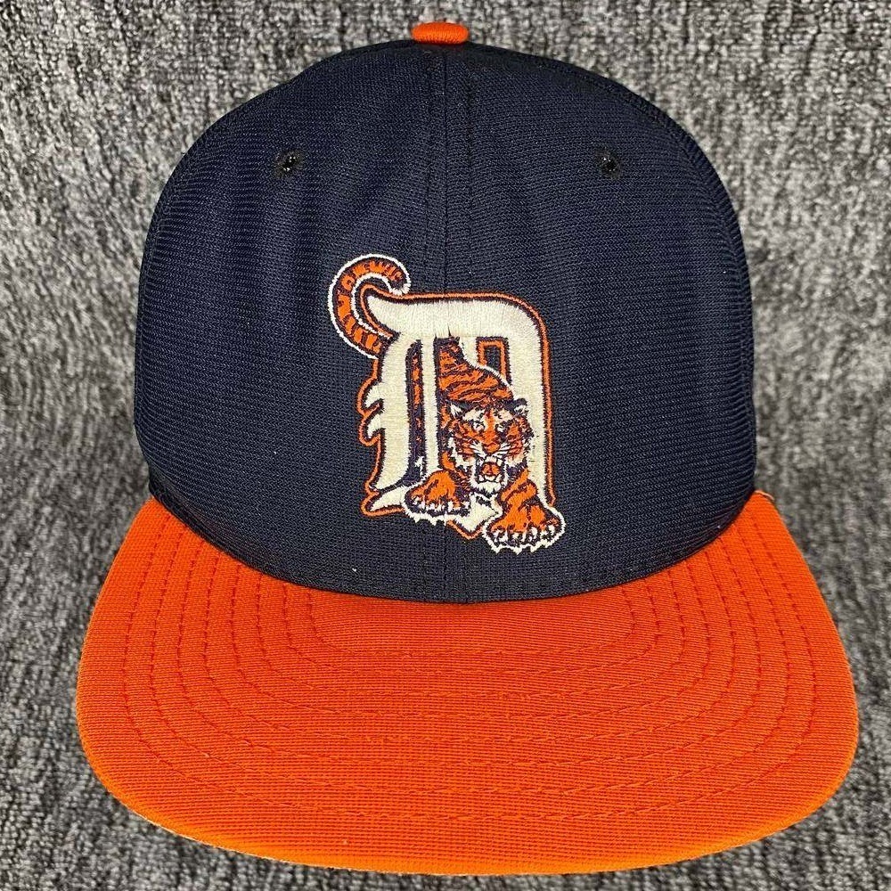 New Era Detroit Tigers Hat Mens M L Navy Orange Snapback Vintage Made in USA‎